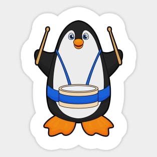 Penguin as Musician with Drum Sticker